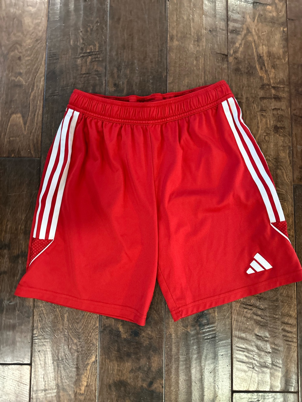 adidas Red Athletic Shorts with White Stripes